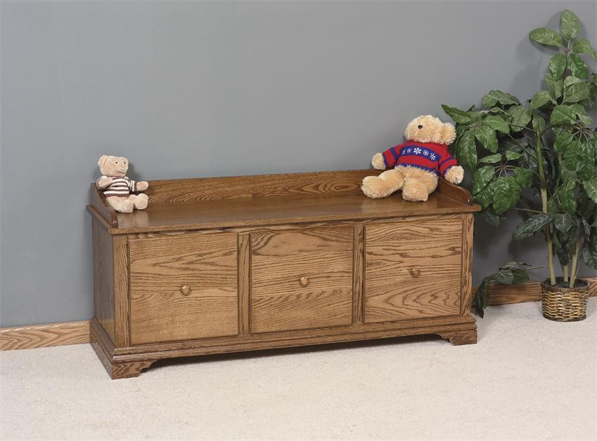 Wood Storage Bench With Drawers
 Country Style Storage Bench with Drawers from