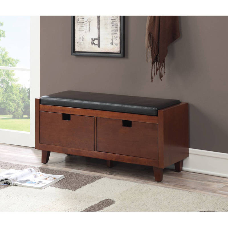 Wood Storage Bench With Drawers
 Storage Bench With Cushion 2 Drawers Wood Hallway