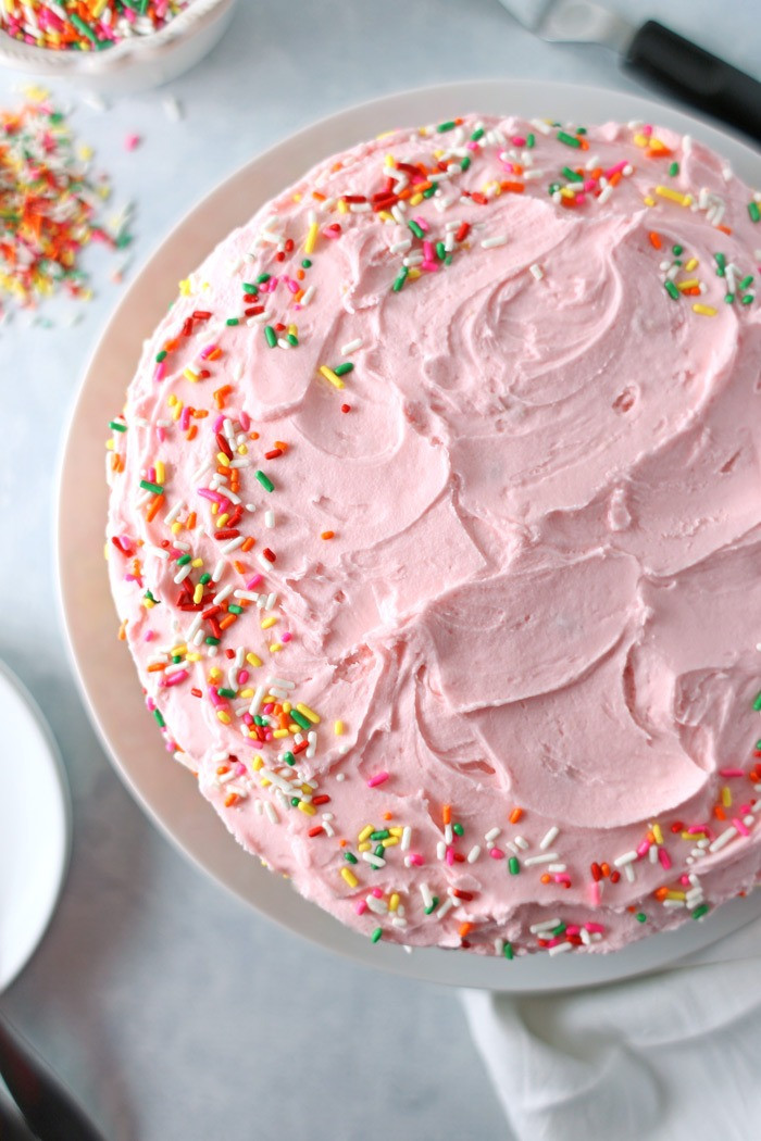 Yellow Birthday Cake Recipe
 Yellow Birthday Cake with Fluffy Pink Frosting Seasonly