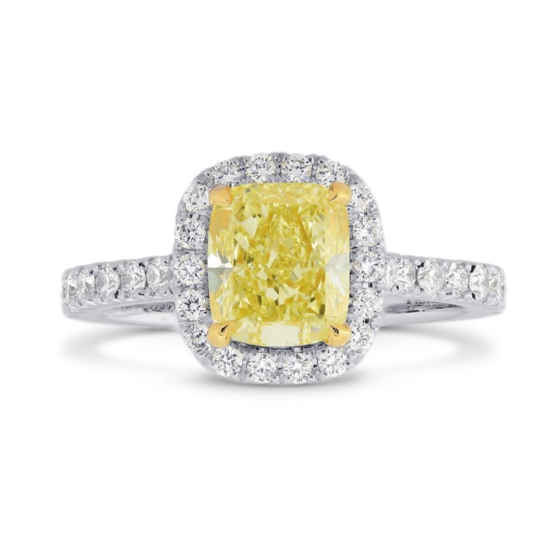 Yellow Diamond Rings
 Fancy Yellow Cushion Diamond Carriage Halo Ring SKU