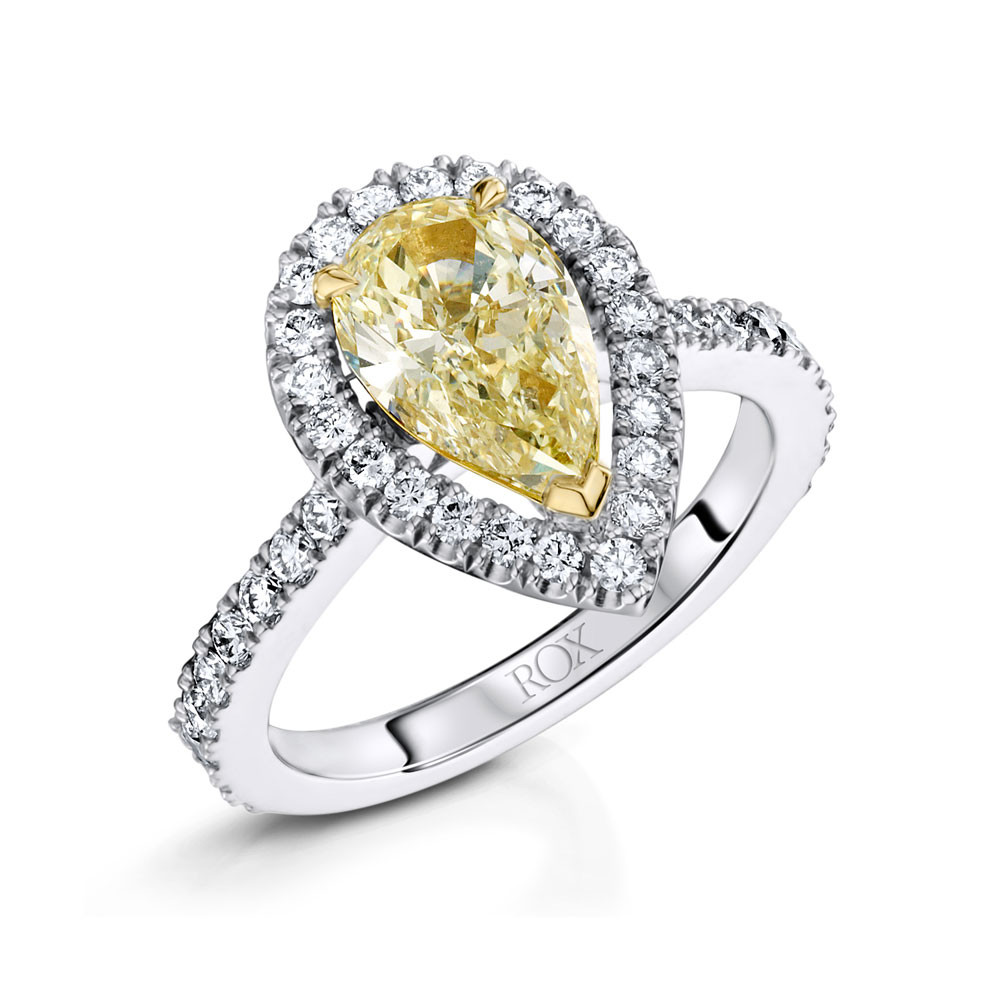 Yellow Diamond Rings
 Platinum Pear Yellow Diamond Ring 2 54cts