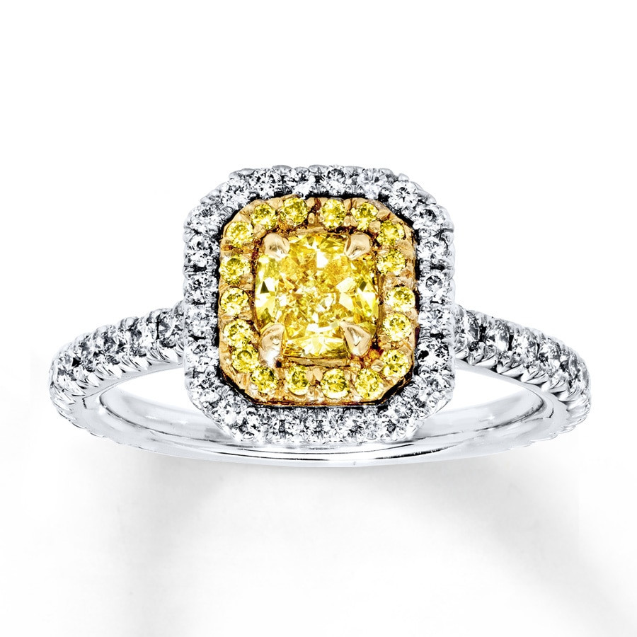 Yellow Diamond Rings
 Yellow Diamond Engagement Ring 1 1 5 cts tw 18K White Gold