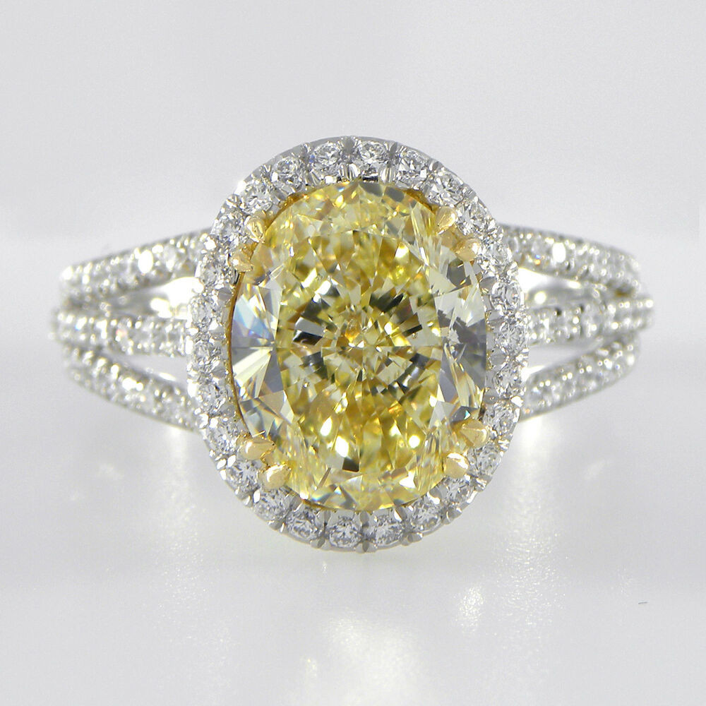 Yellow Diamond Rings
 Incredible GIA Canary Yellow Diamond engagement ring Pave