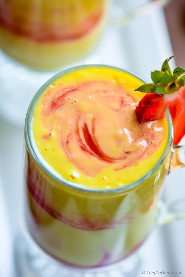 Yogurt Smoothie Recipes
 Mango Strawberry Swirl Yogurt Smoothie Recipe