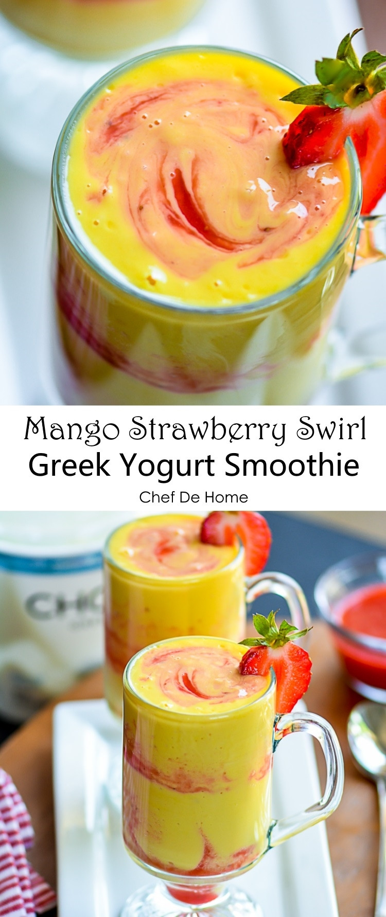 Yogurt Smoothie Recipes
 Mango Strawberry Swirl Yogurt Smoothie Recipe