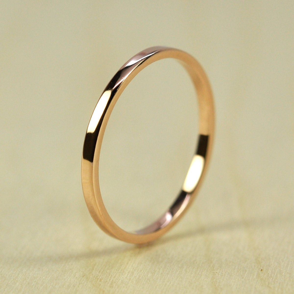 1.5mm Wedding Band
 Rose Gold Wedding Band Skinny Stacking Ring 1 5mm by 1mm
