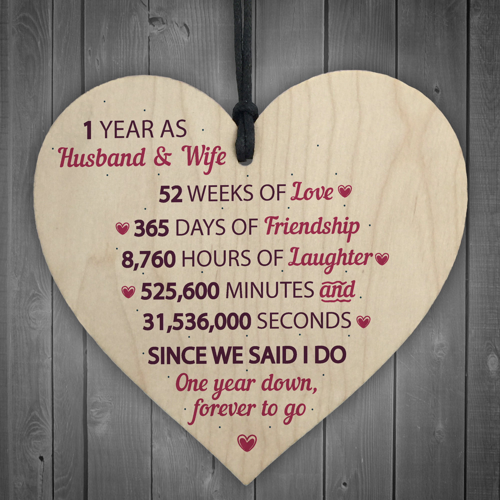 1 Year Wedding Anniversary Gift
 1st Wedding Anniversary Gift Wooden Heart First Wedding