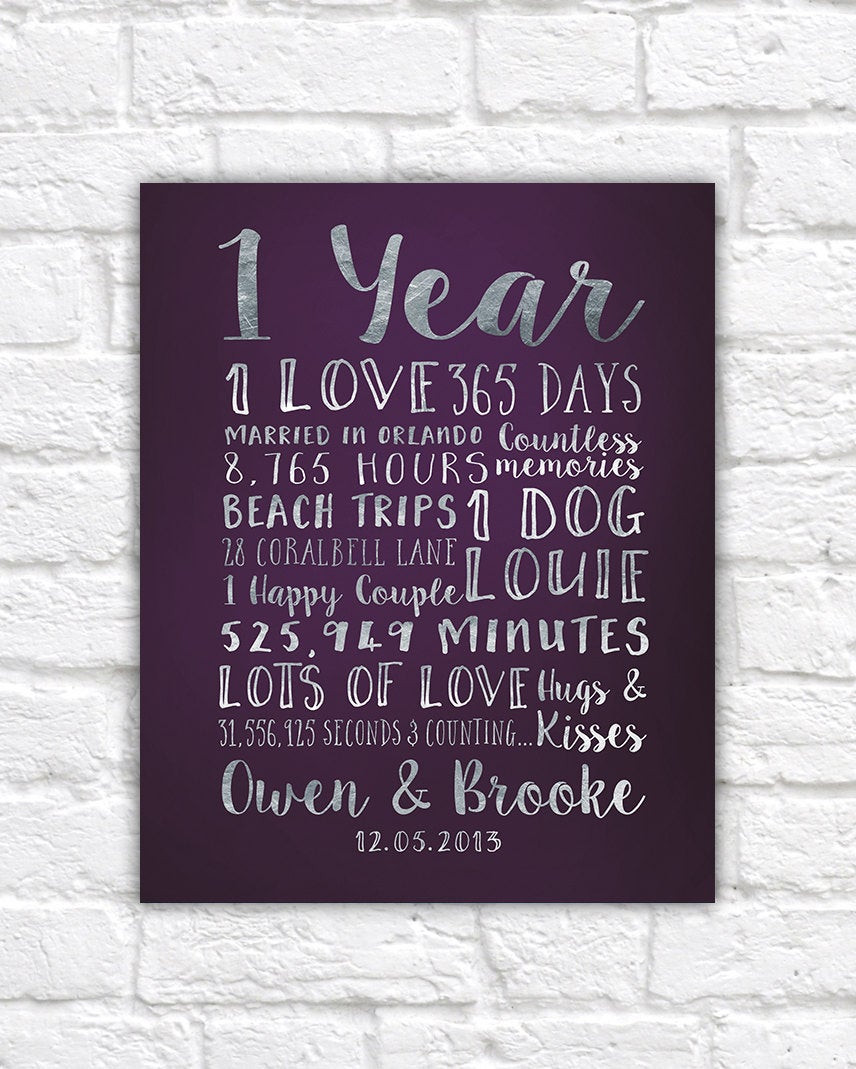 1 Year Wedding Anniversary Gift
 First Anniversary Paper Gift Traditional Anniversary Gift 1