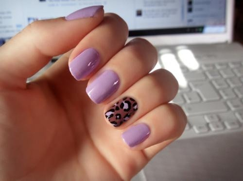 10 Pretty Nails
 Short Nails Purple Leopard