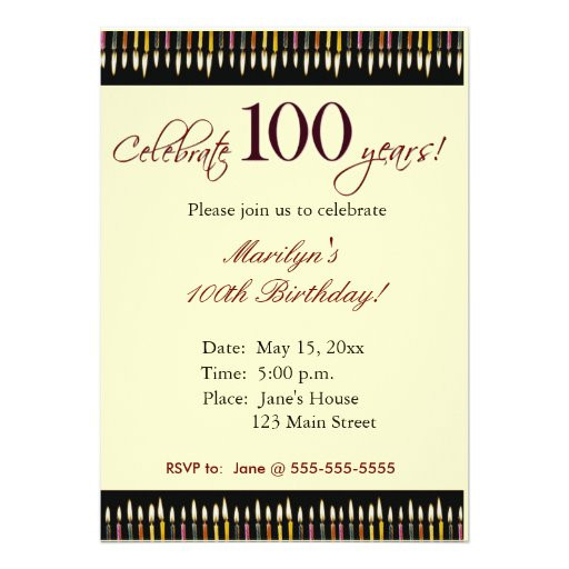 100 Year Old Birthday Gift Ideas
 100 Year old Birthday party invitation 5" X 7" Invitation