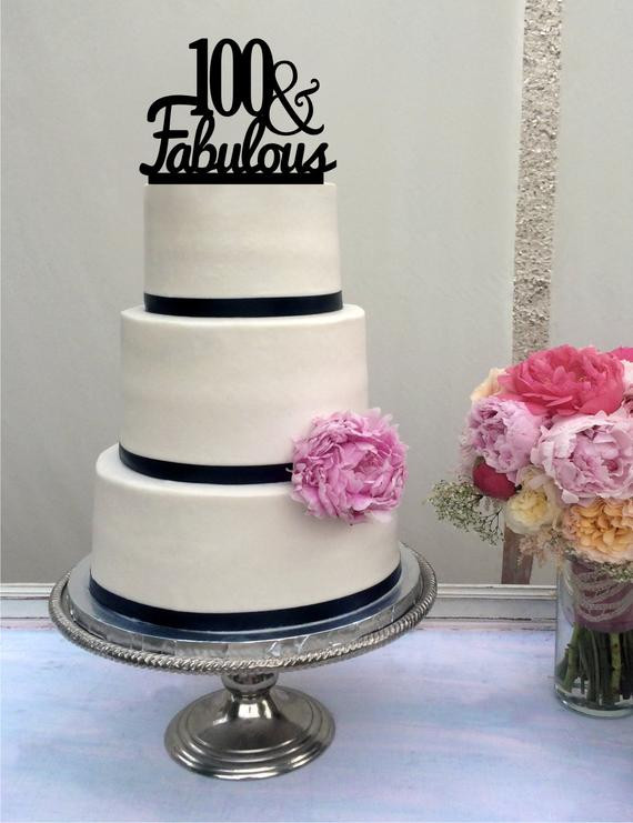100th Birthday Decorations
 100th Birthday Cake Topper 100 & Fabulous