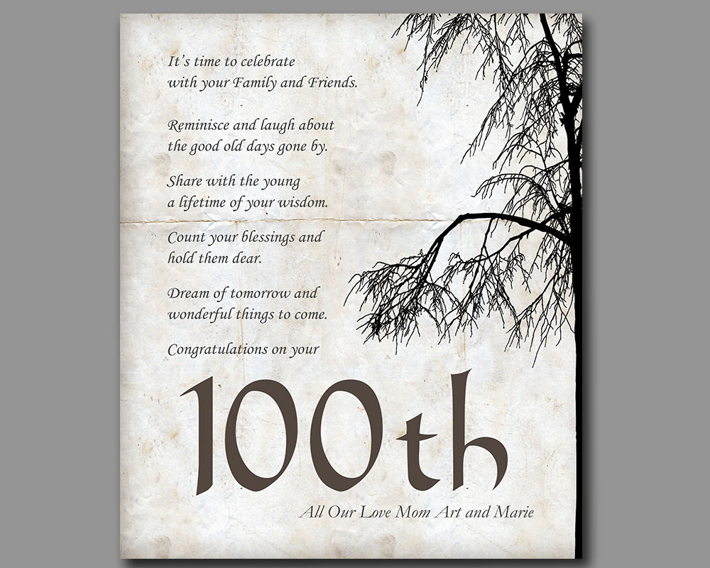 100th Birthday Quotes
 100th Birthday 100 Years Old Birthday Gift Gift from