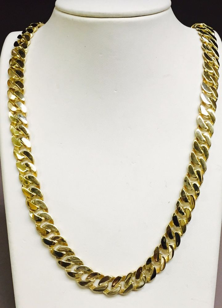 14k Gold Chain Necklace
 14k Solid Gold Handmade CURB Link Men s chain necklace 24