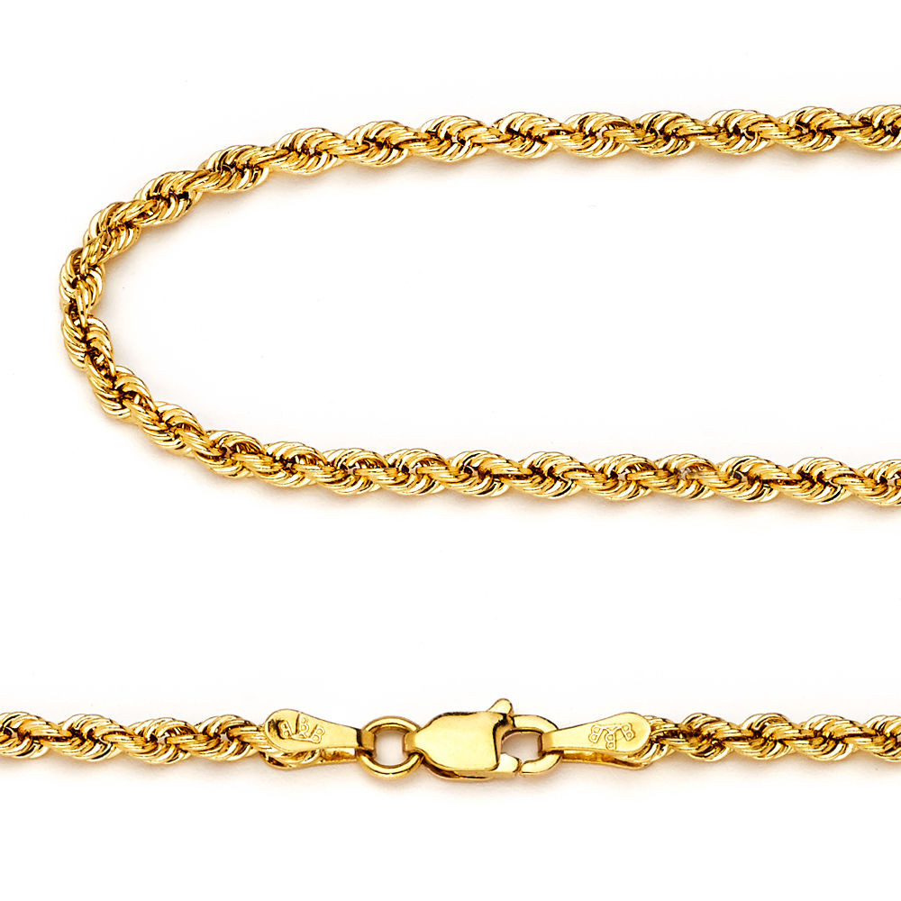 14k Gold Chain Necklace
 14K Yellow Gold 2 3mm Italy Rope Chain Twist Link Necklace