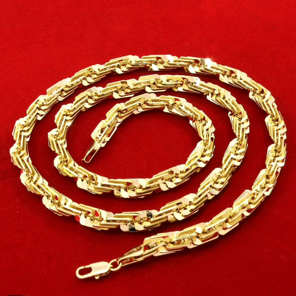 14k Gold Chain Necklace
 Mens 14k Gold Plated Rope 3D Maze 10mm 30" inch Chain