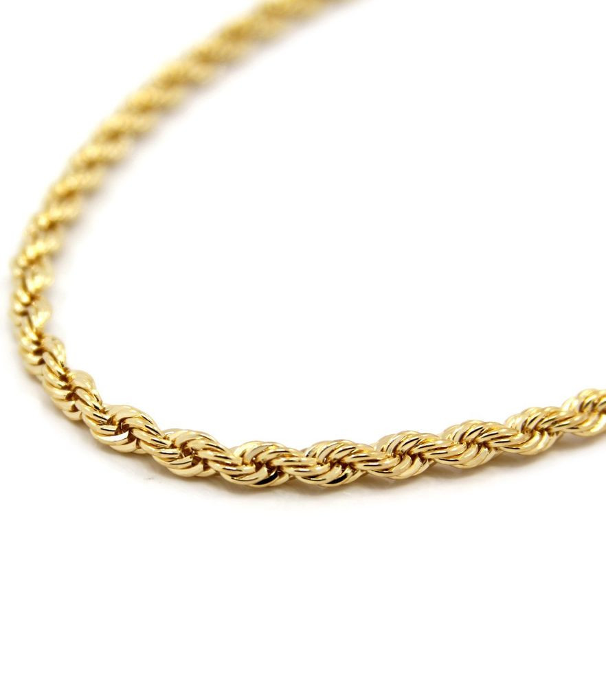 14k Gold Chain Necklace
 Mens 14K Yellow Gold Plated 5mm Rope Chain Necklace 24"