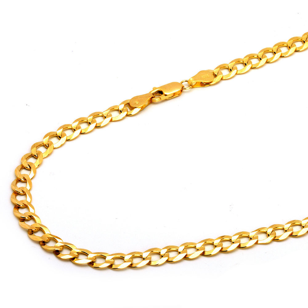 14k Gold Chain Necklace
 14K Solid Yellow Gold 6 2mm Concave Curb Cuban Chain