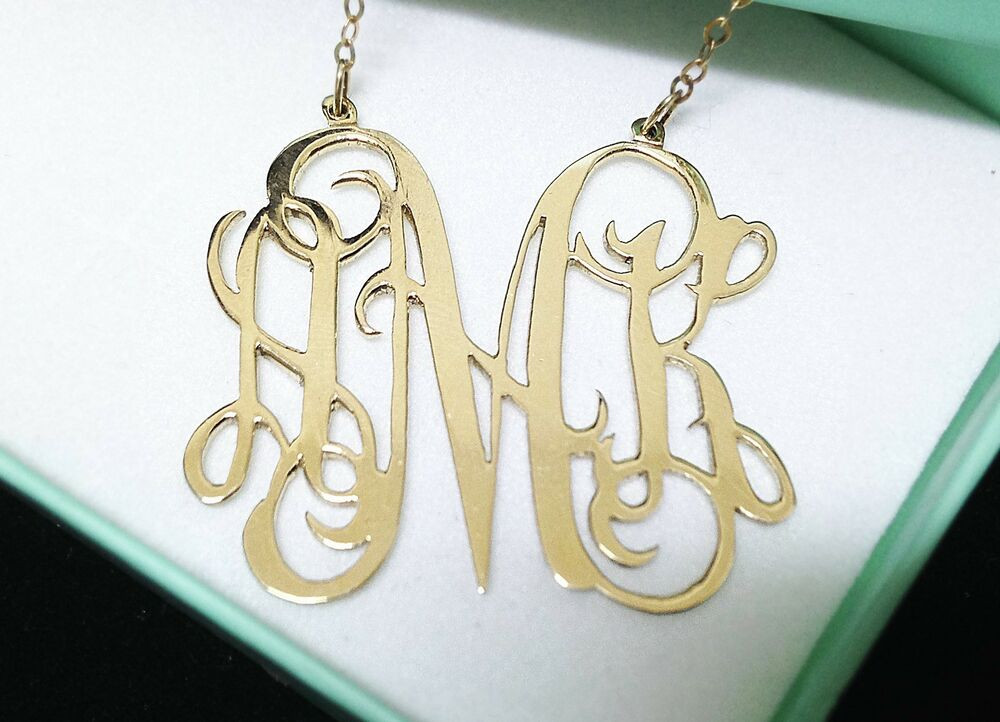14k Gold Initial Necklace
 14K Gold Plated Personalized Initial Monogram Name