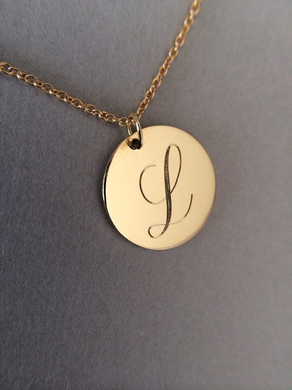 14k Gold Initial Necklace
 14k solid gold initial necklace name necklace monogram