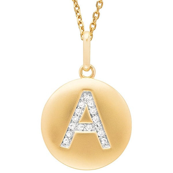14k Gold Initial Necklace
 14k Yellow Gold Diamond Initial Monogram Disc Necklace
