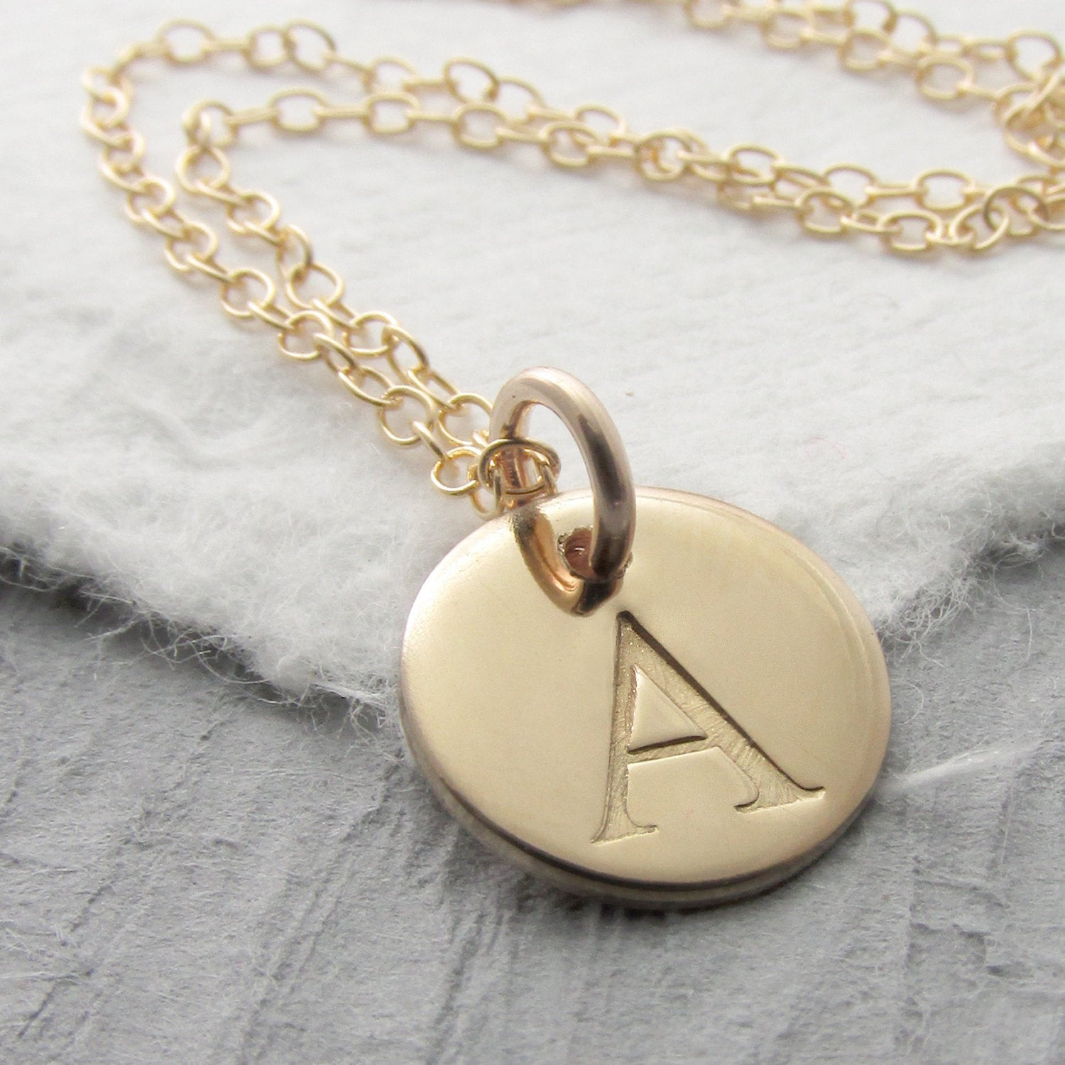 14k Gold Initial Necklace
 Initial Necklace Personalized 14k Gold Solid Gold Charm