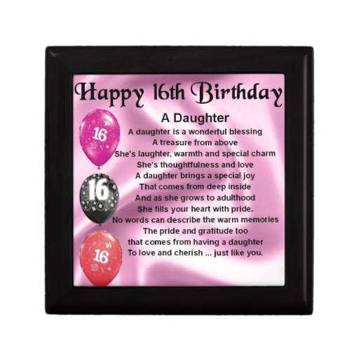 16Th Birthday Gift Ideas For Daughter
 Daughter Poem 16th Birthday Gift Box