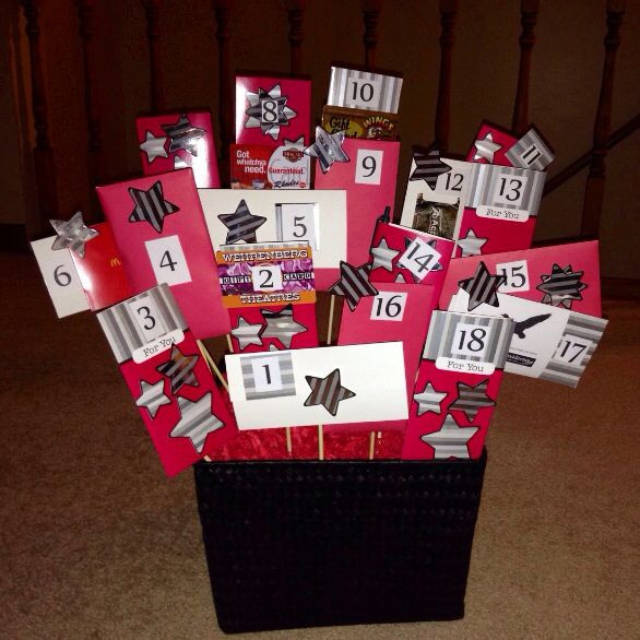 18 Birthday Gift Ideas For Boys
 This is a 18th Birthday Basket filled with 18 envelopes