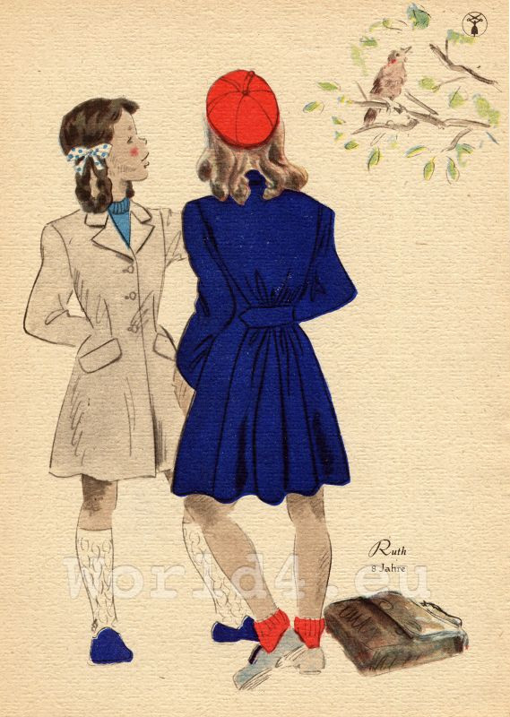 1940S Child Fashion
 School girls with waisted jacket German child fashion