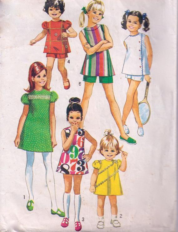 1960S Kids Fashion
 Simplicity 8764 Childrens Vintage Dress Top Shorts Paper