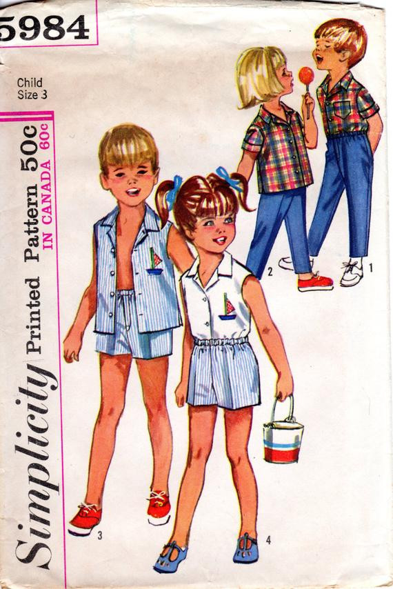 1960S Kids Fashion
 Items similar to 1960s Kids Summer Clothes Pattern