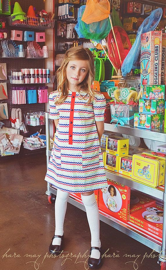 1970S Fashion For Kids
 1970 Style Chevron multicolored dress children clothing