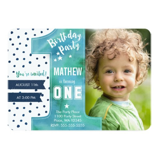 1st Birthday Boy Invitations
 First Birthday Party Invitation Boy Watercolor LadyPrints