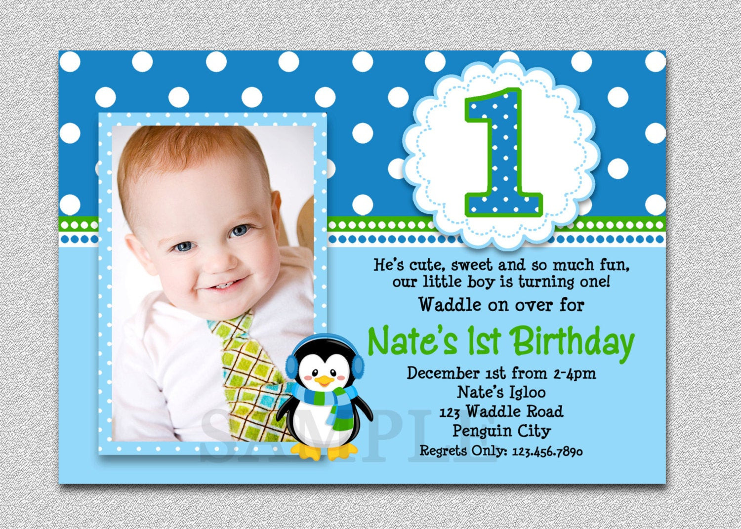 1st Birthday Boy Invitations
 Penguin Birthday Invitation Penguin 1st Birthday Party Invites
