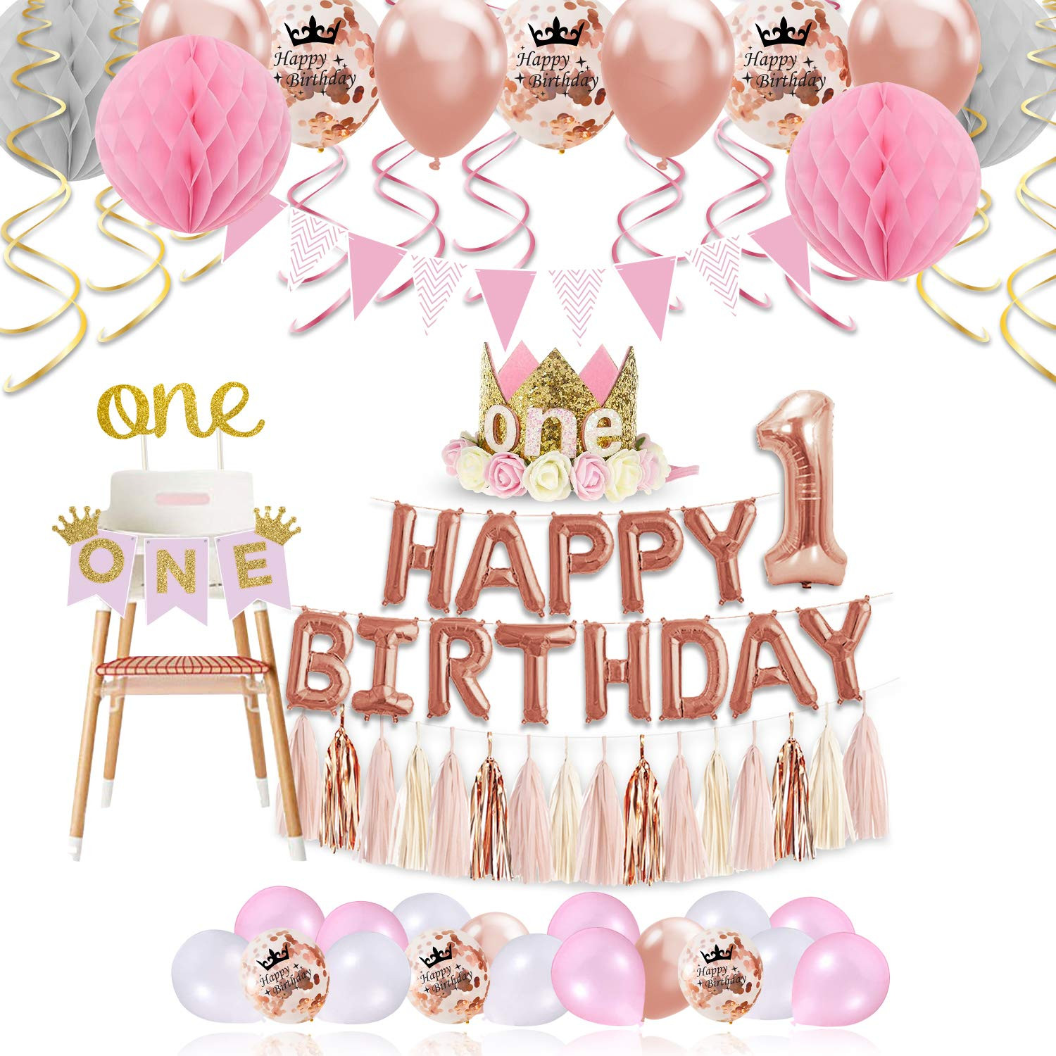 1st Birthday Decorations For Girl
 Amazon Set of 2 JeVenis Glittering Baby First