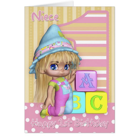 1St Birthday Gift Ideas For Niece
 Niece 1st Birthday Card With Cute Little Girl