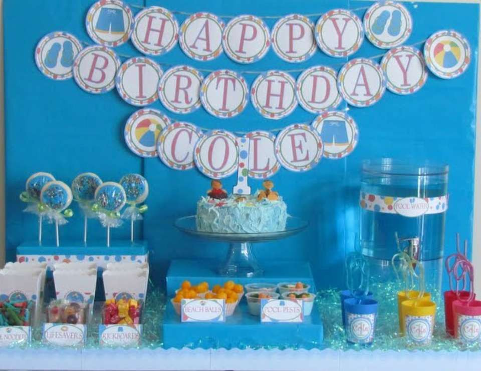 1St Birthday Pool Party Ideas
 Pool Party Birthday "Cole s First Birthday Pool Party