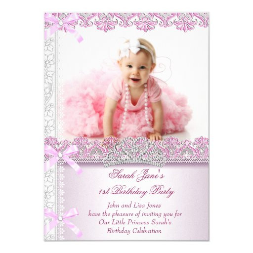 1st Birthday Princess Invitations
 First 1st Birthday Party Girls Princess Pink 4 5x6