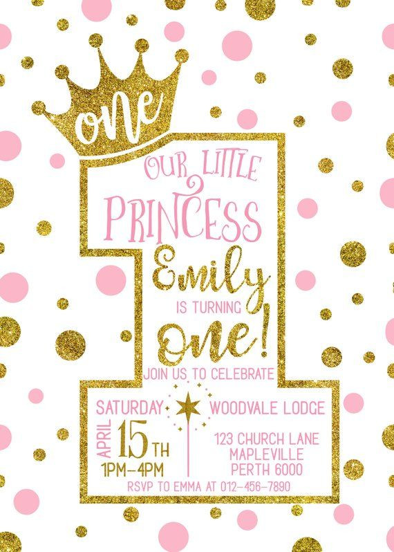 1st Birthday Princess Invitations
 1st Birthday invitation Princess 1st Birthday Invitation