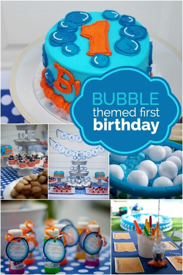 1st Boy Birthday Party Ideas
 A Bubble Themed First Birthday Spaceships and Laser Beams