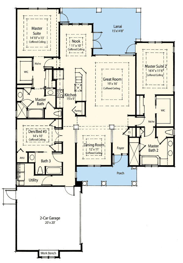 2 Master Bedroom House
 Plan ZR Dual Master Suite Energy Saver