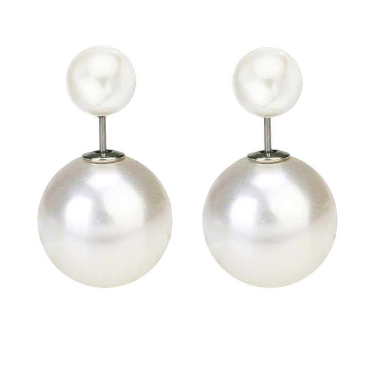 2 Sided Earrings
 Double Sided Pearl Earrings double pearl silver stud