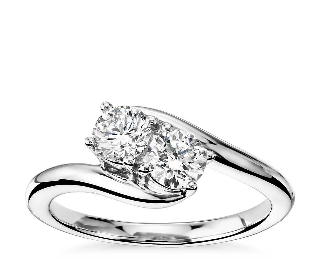 2 Stone Diamond Rings
 Two Stone Solitaire Diamond Ring in 14k White Gold 3 4 ct