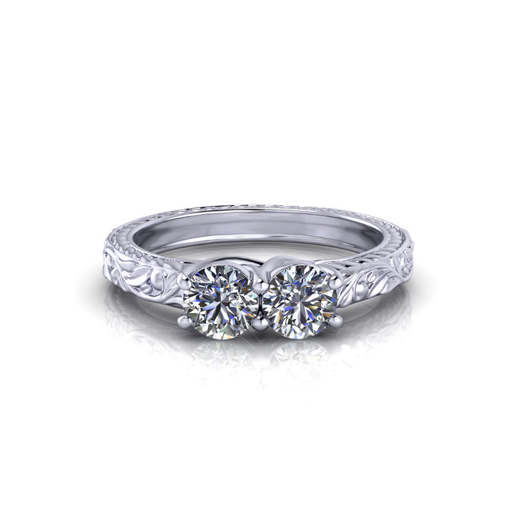 2 Stone Diamond Rings
 Floral Two Stone Diamond Ring Jewelry Designs