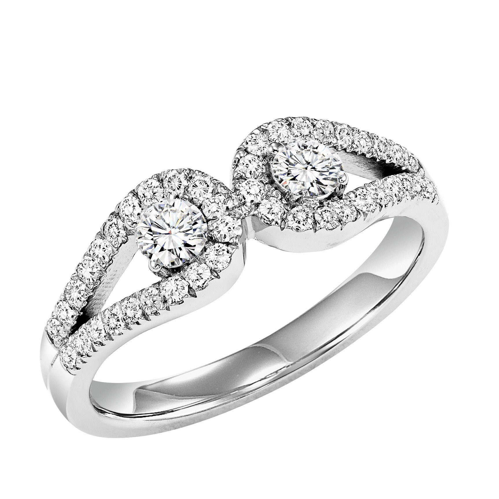2 Stone Diamond Rings
 14K White Gold Two her 1 2cttw 2 Stone Plus Looped
