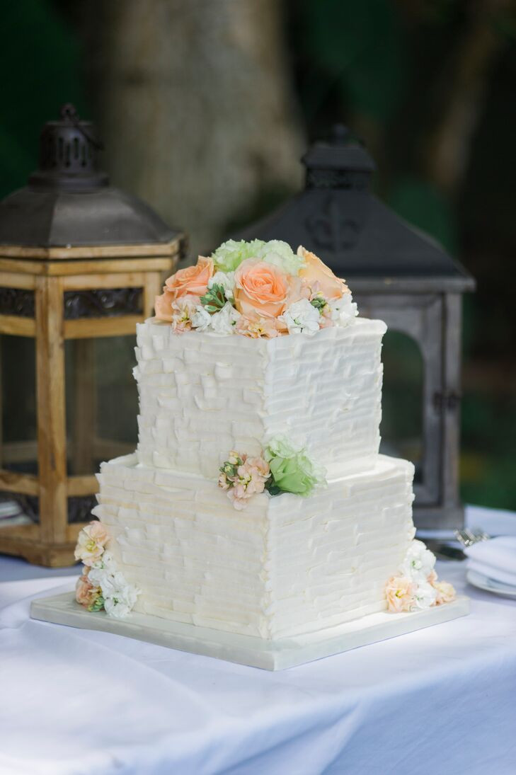 2 Tier Wedding Cake
 Two Tier Square White Wedding Cake