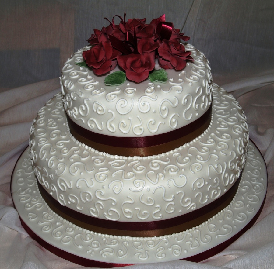 2 Tier Wedding Cake
 2 Tier Round Wedding With Roses CakeCentral