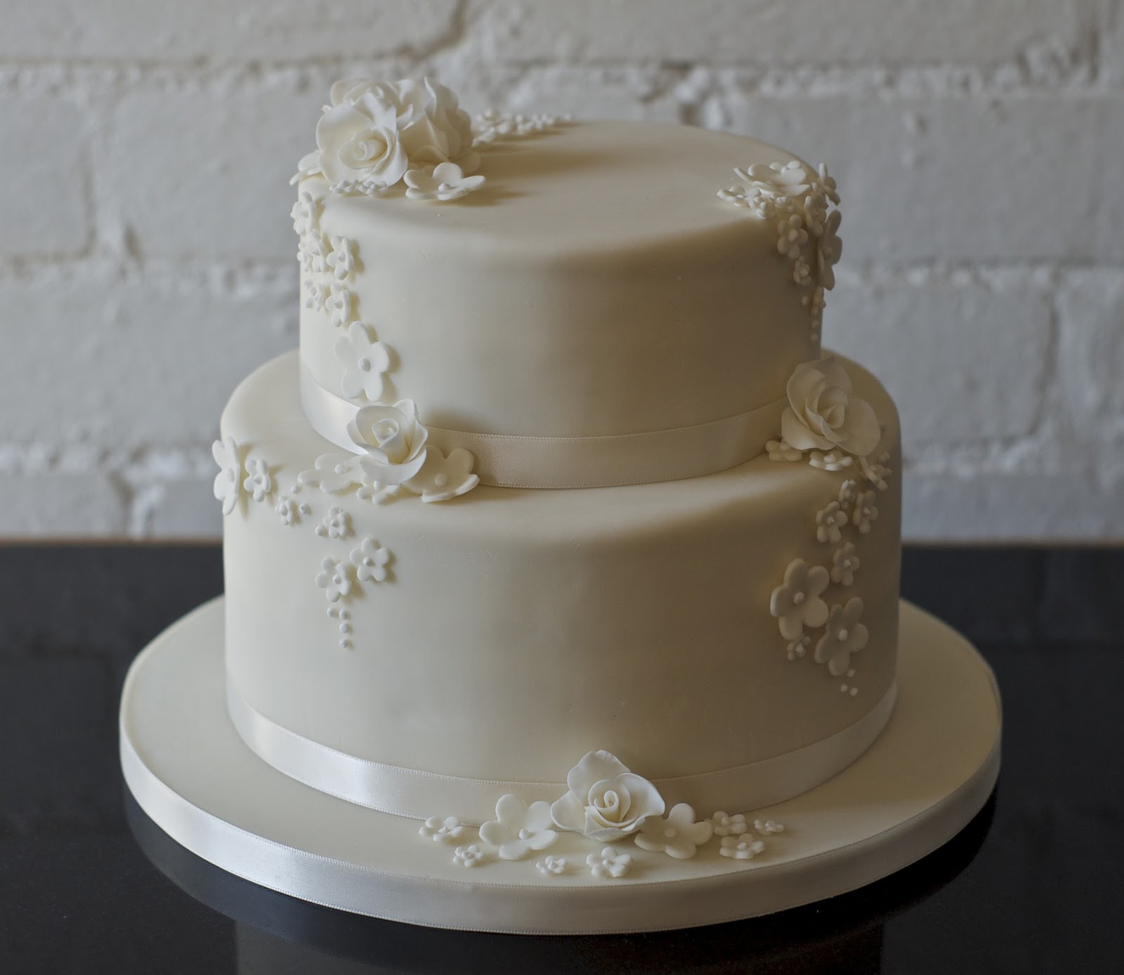 2 Tier Wedding Cake
 REAL LIFE Rose and blossom 2 tier wedding cake