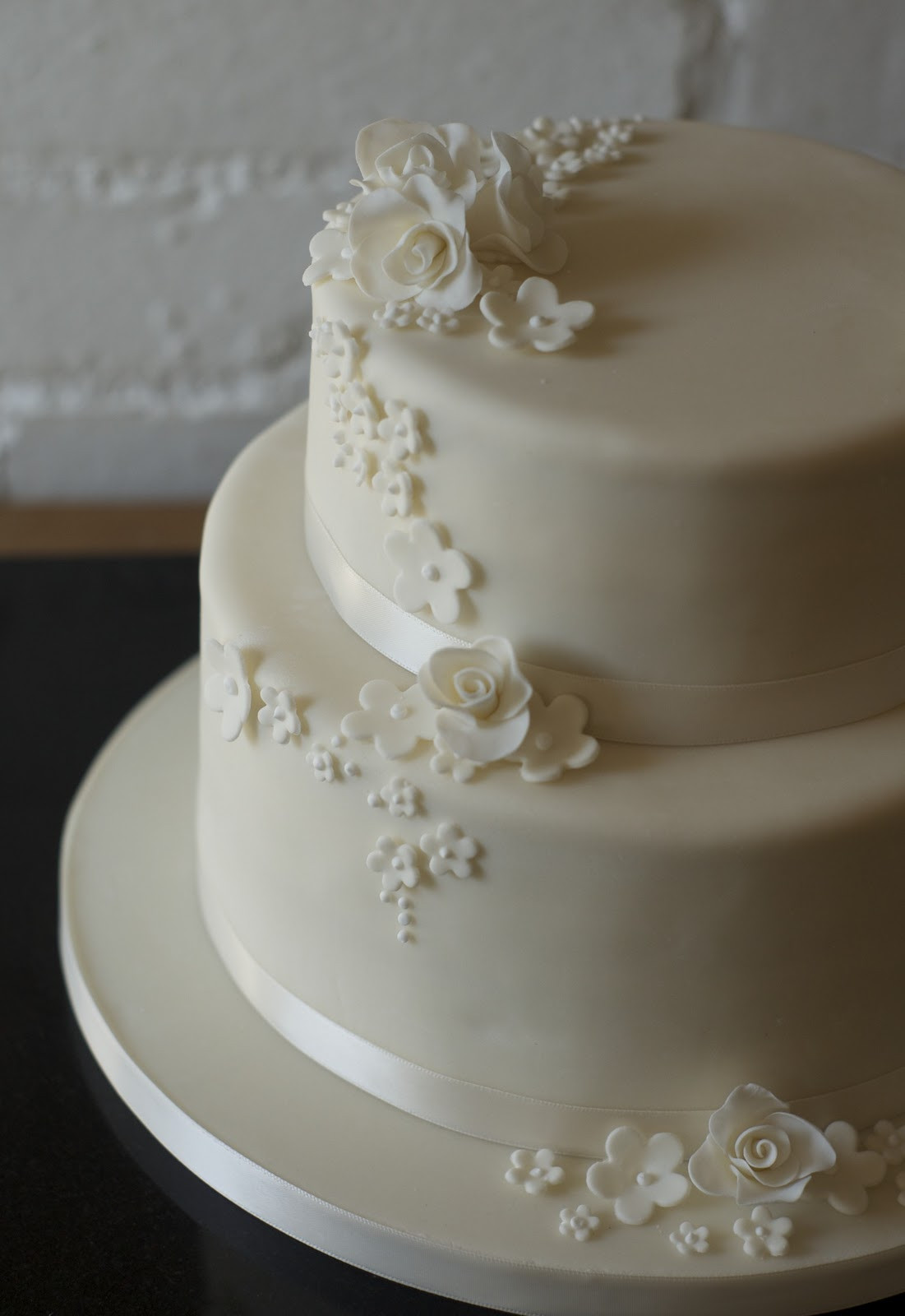 2 Tier Wedding Cake
 REAL LIFE Rose and blossom 2 tier wedding cake