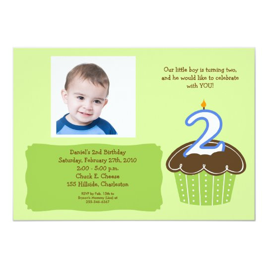 2 Year Old Birthday Invitations
 2 year old CUPCAKE PHOTO BIRTHDAY INVITE