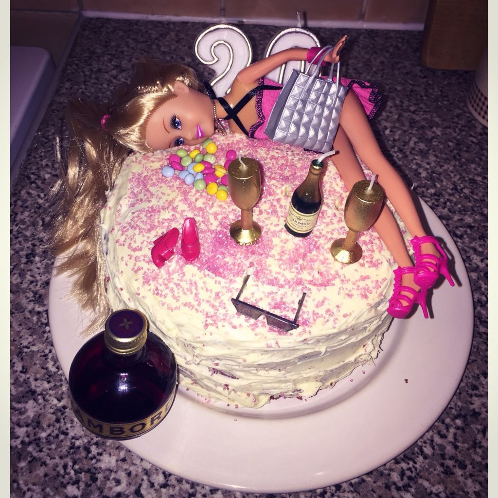 20Th Birthday Gift Ideas For Her
 Tipsy barbie 20th birthday cake Birthday ideas